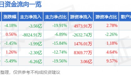 股票行情快报:光线传媒(300251)9月2日主力资金净卖出3.56亿元