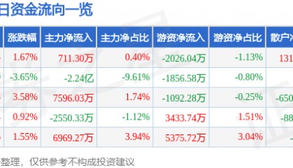 股票行情快报:光线传媒(300251)8月1日主力资金净买入711.30万元