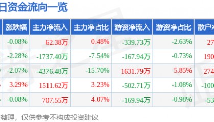 股票行情快报:岭南控股(000524)8月4日主力资金净买入62.38万元
