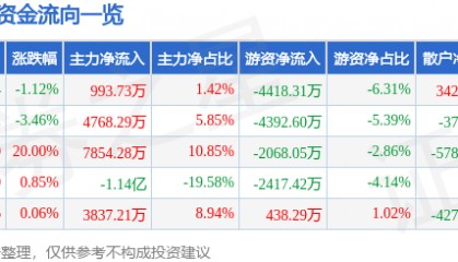 股票行情快报:新诺威(300765)6月10日主力资金净买入993.73万元