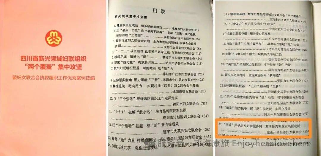 《四川省新兴领域妇联组织“两个覆盖”集中攻坚》收录西昌市妇联报送的《“三措”并举织密妇女服务网 激活新兴领域发展新动能》典型案例